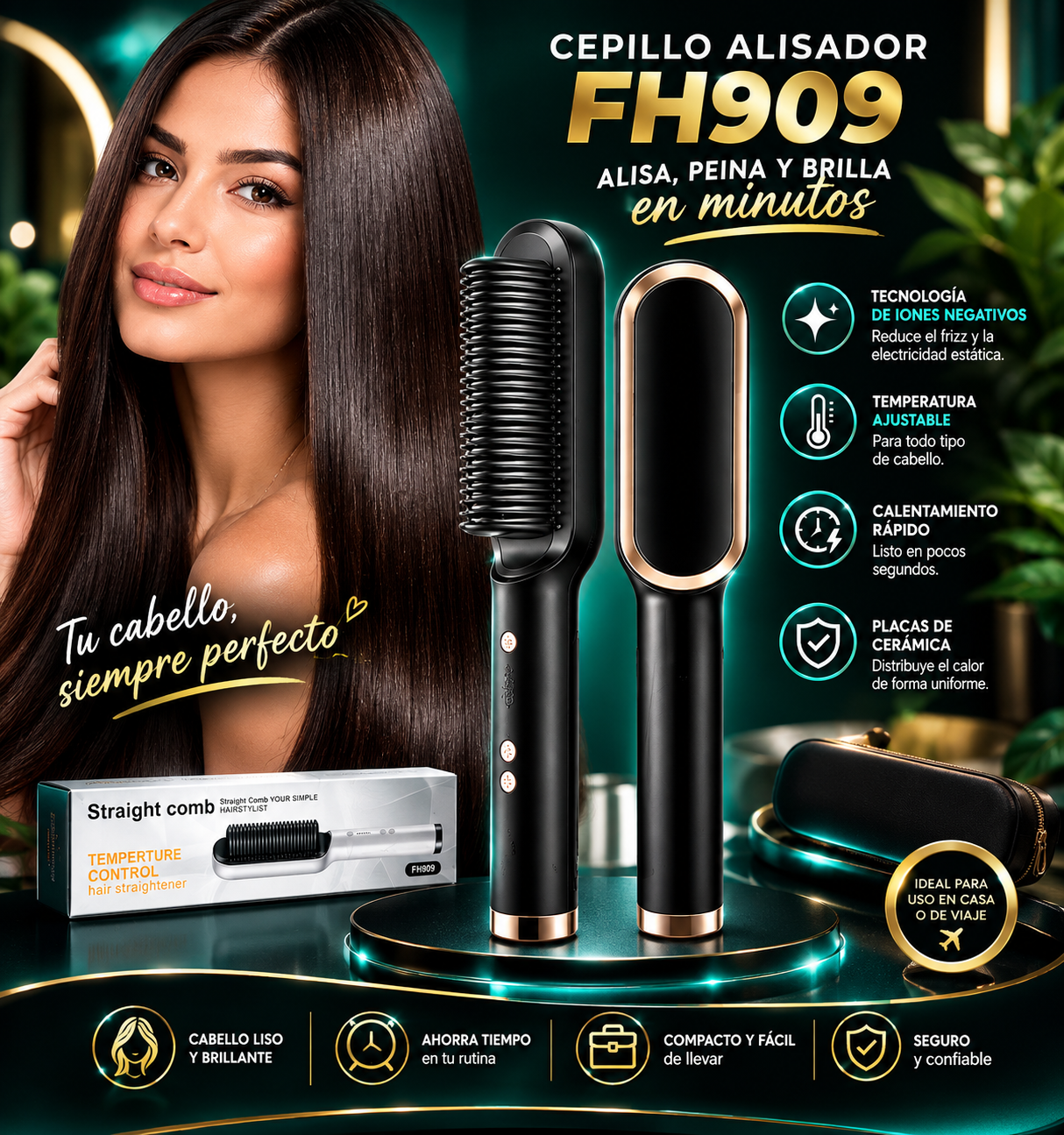 Cepillo Alisador De Cabello Fh909